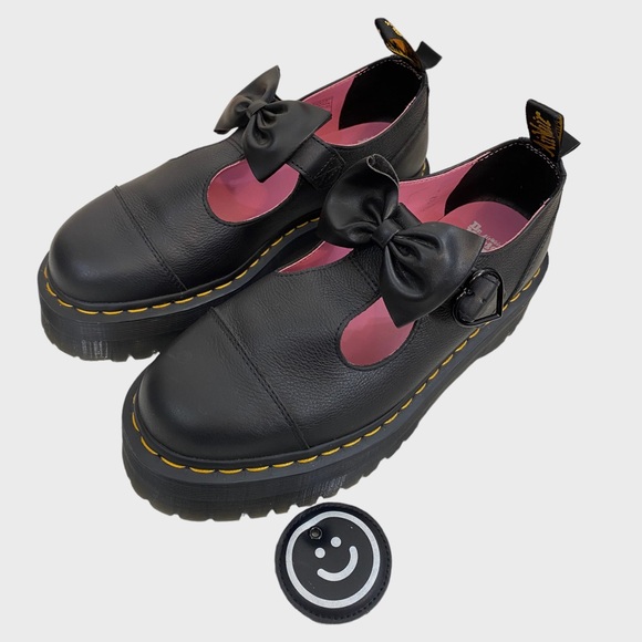 Dr. Martens Shoes - Doc Martens x Lazy Oaf Black Bethan Pisa Leather Bow Loafers Size 41 US 9